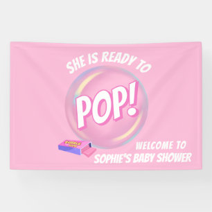 Ze staat op knallen Bubble Gum Moderne Baby Shower Spandoek