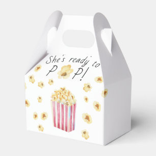 Ze staat op springen Aquarel Popcorn Baby Shower Bedankdoosjes