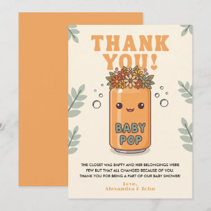 Ze staat op springen Baby Shower Boho Oranje Kawai Bedankkaart