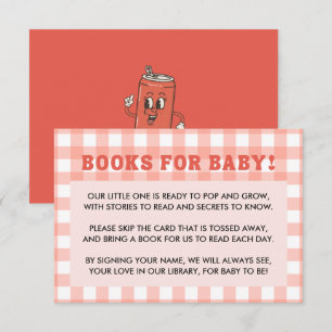 Ze staat op springen Baby Shower Retro Rode Gingha Informatiekaartje