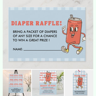 Ze staat op springen Blauw Gingham Luier Raffle Informatiekaartje