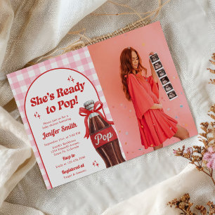Ze staat op springen Frisdrank Baby Shower Foto Kaart