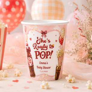Ze staat op springen frisdrank geruite baby shower papieren bekers