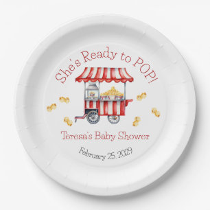Ze staat op springen! Popcorn Baby Shower Papieren Bordje