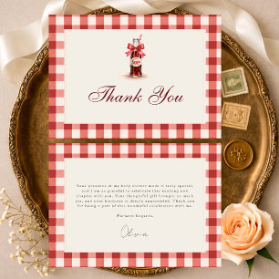 Ze staat op springen Sodawater Gingham Baby Shower Bedankkaart