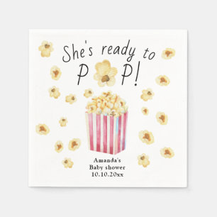 Ze staat op springen Waterverf Popcorn Baby Shower Servet