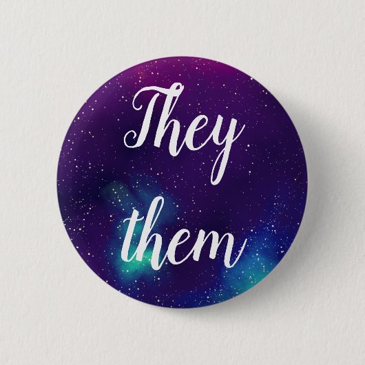 Ze/Them  Galaxy Pronoun Ronde Button 5,7 Cm (Voorkant)