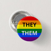 Ze/Them Pronoun Rainbow Badge Ronde Button 3,2 Cm (Voorkant /achterkant)