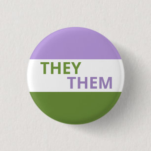 Ze/Them Pronouns Genderqueer Flag Badge Ronde Button 3,2 Cm