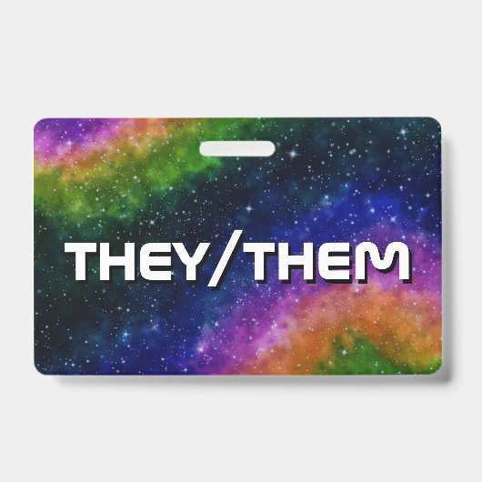 Ze/Them Rainbow Galaxy Badge (Voorkant)