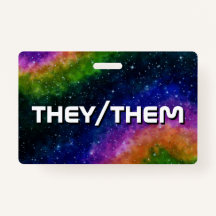 Ze/Them Rainbow Galaxy Badge