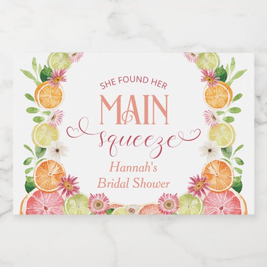 Ze vond haar belangrijkste squeeze Citrus Vrijgeze Sparkling Wijnetiket (Enkel label)