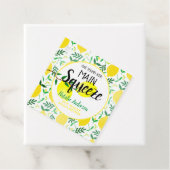 Ze vond haar belangrijkste squeeze gele citroenen bedankjes labels (In situ)