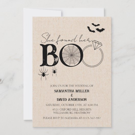 Ze vond haar boek Rustieke Halloween bruiloft Kaart (Voorkant)