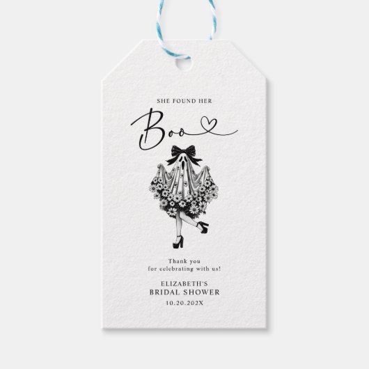 Ze vond haar Boo Ghost Floral Bruidsdouche Cadeaulabel (Voorkant)