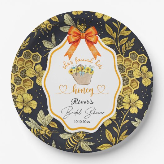 Ze vond haar bruidsfeest Honey Papieren Bordje (Voorkant)