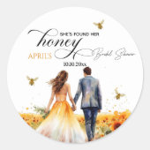 Ze vond haar honing Bruids douche Ronde Sticker (Voorkant)