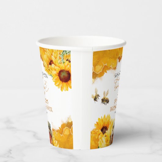 Ze vond haar honing | Bruiloft zonnebloem Papieren Bekers (Rechts)