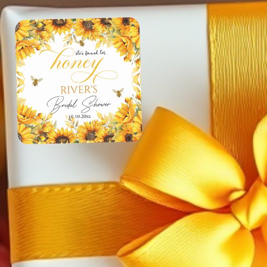 Ze vond haar honing Bruiloftsfeest Vierkante Sticker