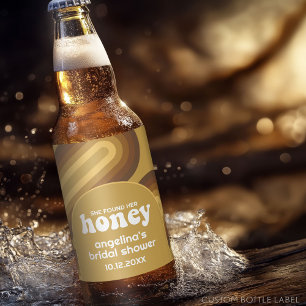Ze vond haar honing - Retro strepen bruidsuitnodig Bier Etiket