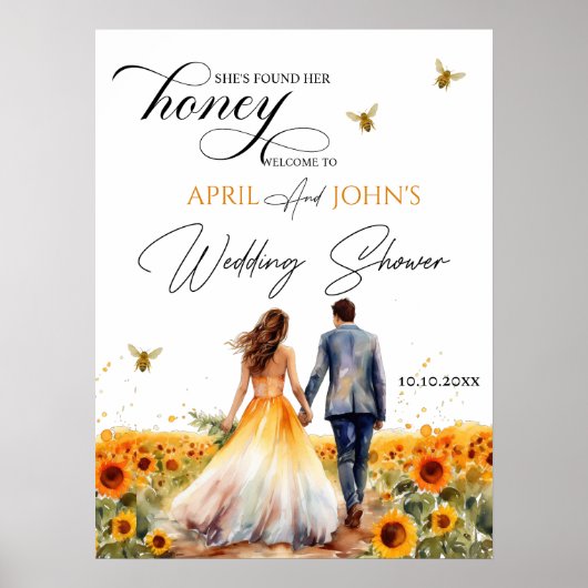 Ze vond haar honingbruidsdouche welkom poster (Voorkant)
