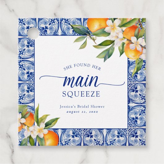 Ze vond haar hoofd oranges bruidsfeest bedankjes labels (Voorkant)