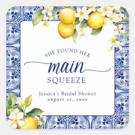 Ze vond haar hoofd squeeze citroenen bruidsdiner vierkante sticker (Voorkant)