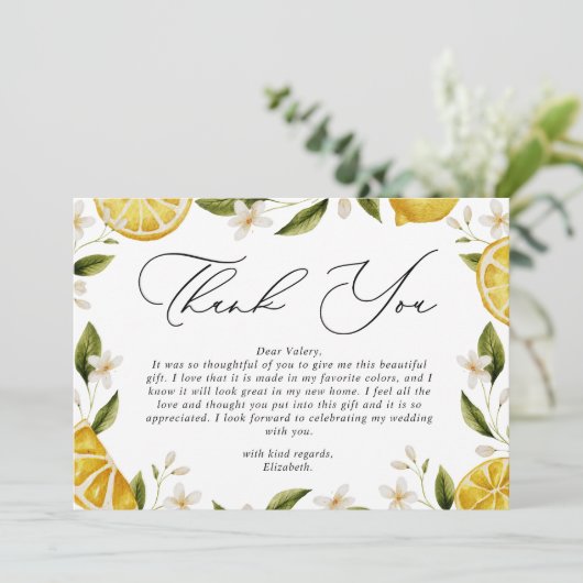 Ze vond haar Main Squeeze Citrus Bruiloftsfeest Bedankkaart (Staand voorkant)