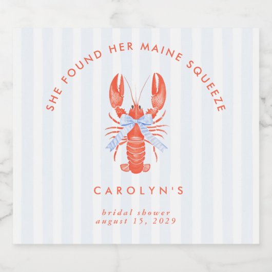 Ze vond haar Maine Squeeze Bruiloftsborrel Sparkling Wijnetiket (Enkel label)