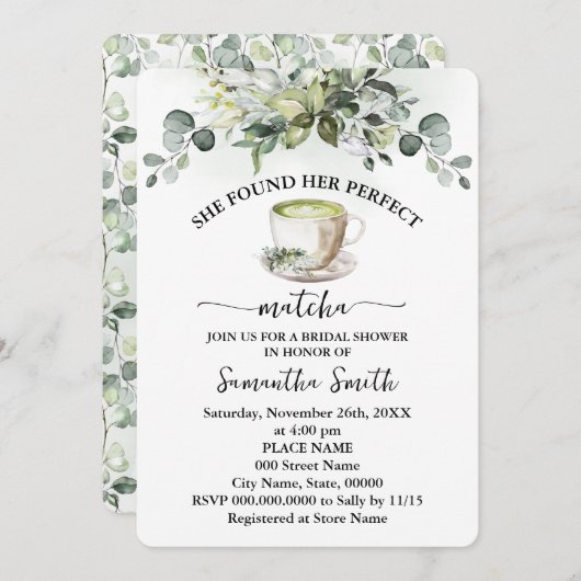 Ze vond haar Matcha Vrijgezellenfeest Eucalyptus Kaart (Voorkant / Achterkant)