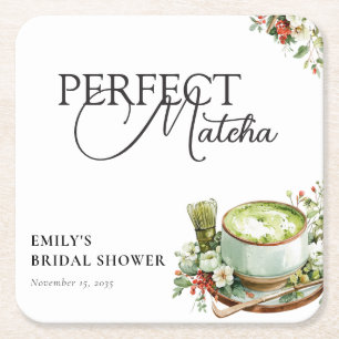 Ze Vond Haar Perfecte Matcha Bruidsuitnodiging Vierkante Kartonnen Onderzetter