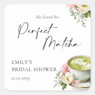 Ze Vond Haar Perfecte Matcha Bruidsuitnodiging Vierkante Sticker