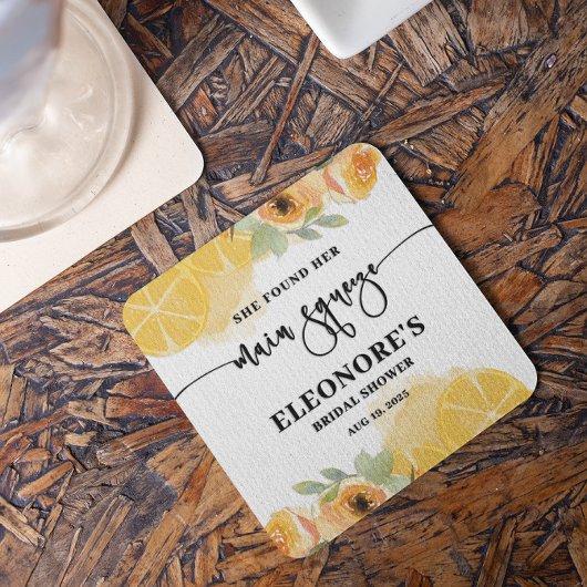 Ze vond haar Squeeze Bruiloftsborrel  Vierkante Kartonnen Onderzetter