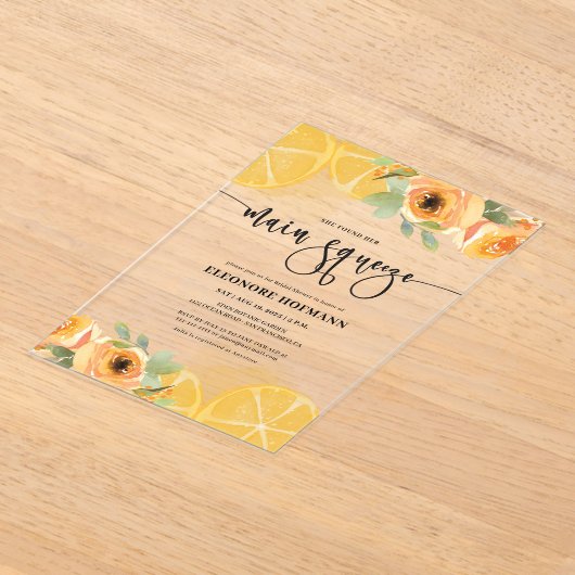 Ze vond Main Squeeze Bridal Shower Uitnodiging Acryl Uitnodigingen (Laagn)