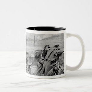 Ze wachtten op het bevel tot aanklacht tweekleurige koffiemok
