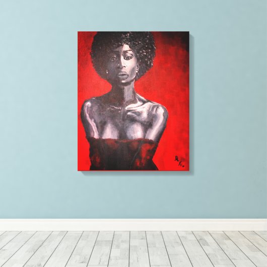 Ze weet het - Canvas schilderij Afdruk (Insitu (Houten vloer))