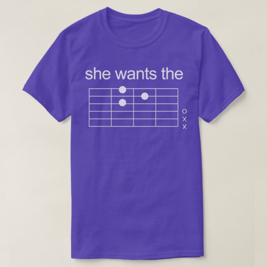 Ze wil de D Guitar WIT. T-shirt (Design voorkant)