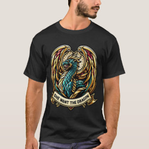 Ze wil het Dragon Stain Glass Design T-shirt