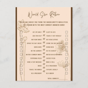 Ze wil liever vrijgezellenspel informatiekaartje