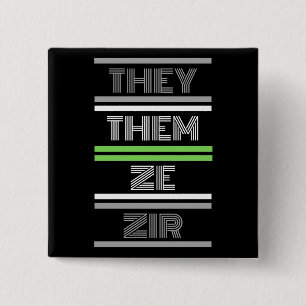 Ze/Ze Agender Pronoun Pin Vierkante Button 5,1 Cm