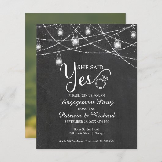 Ze zei dat ze een uitnodiging van de Rustige Engag (Voorkant / Achterkant)