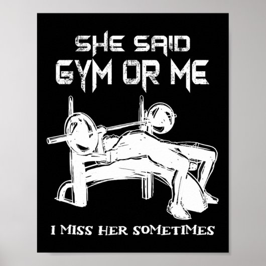 Ze zei gym of ik mis haar gym spier grappig lichaa poster (Voorkant)