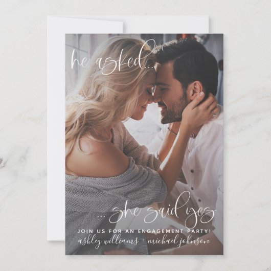 Ze zei ja 2 foto QR Code Script Verloving Kaart (Voorkant)