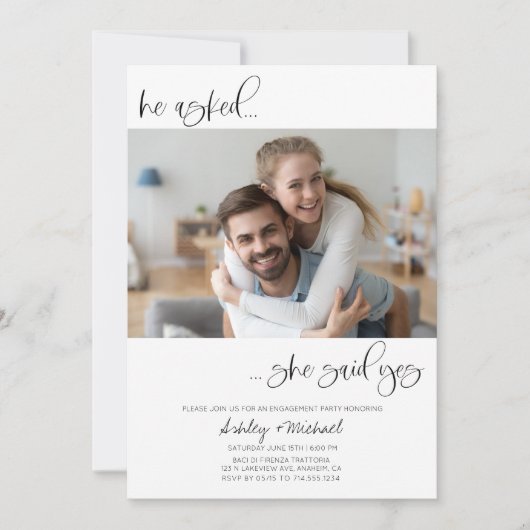 Ze zei ja 2 Verloving voor fotokalligrafie Kaart (Voorkant)