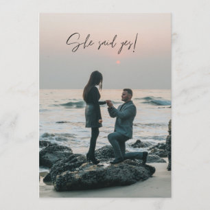 Ze zei ja Beach Photo Engagement Kaart