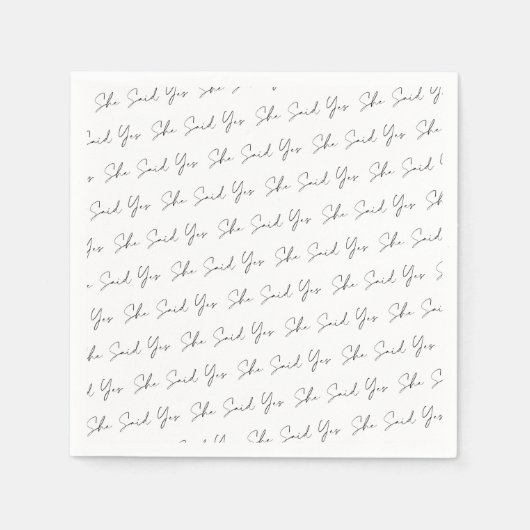 Ze zei ja, Black Typography Script Servet (Voorkant)