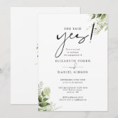 Ze zei ja Bloemengroen verlovingsfeest Kaart (Voorkant / Achterkant)