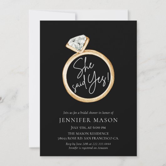 Ze zei ja Bridal Shower Uitnodiging (Voorkant)