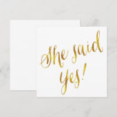 Ze zei ja citaat namaak goud folie metallic ontwer aankondiging (Voorkant / Achterkant)