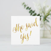 Ze zei ja citaat namaak goud folie metallic ontwer aankondiging (Staand voorkant)